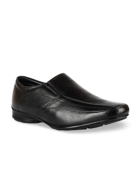 

Franco Leone Men Black Solid Leather Formal Slip-Ons
