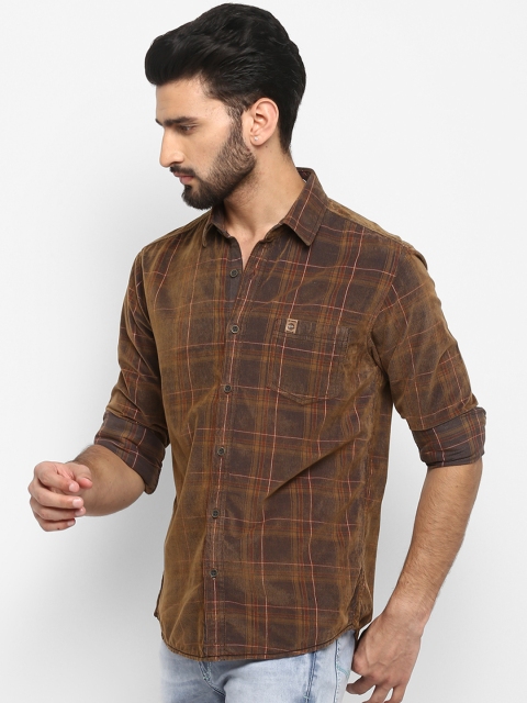 

Mufti Men Brown Regular Fit Checked Casual Shirt