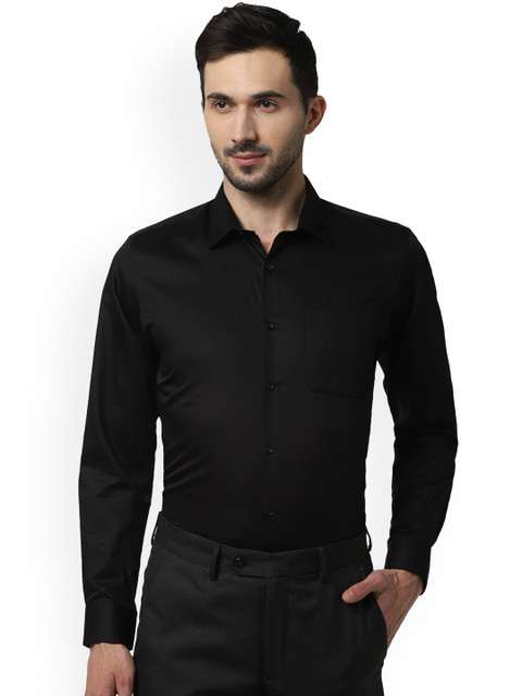 

Peter England Men Black Tight Slim Fit Solid Formal Shirt