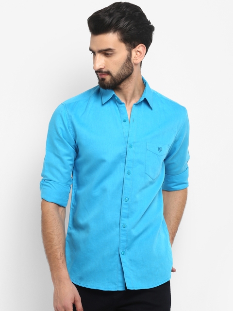 

Mufti Men Turquoise Blue Regular Fit Solid Casual Shirt