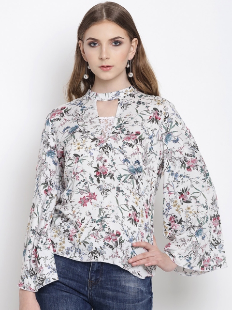 

Lady Stark Women Off-White & Blue Printed Top