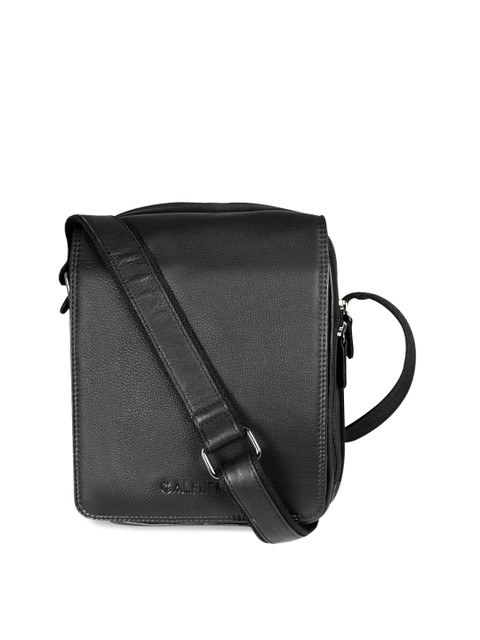 

CALFNERO Men Black Solid Leather Messenger Bag