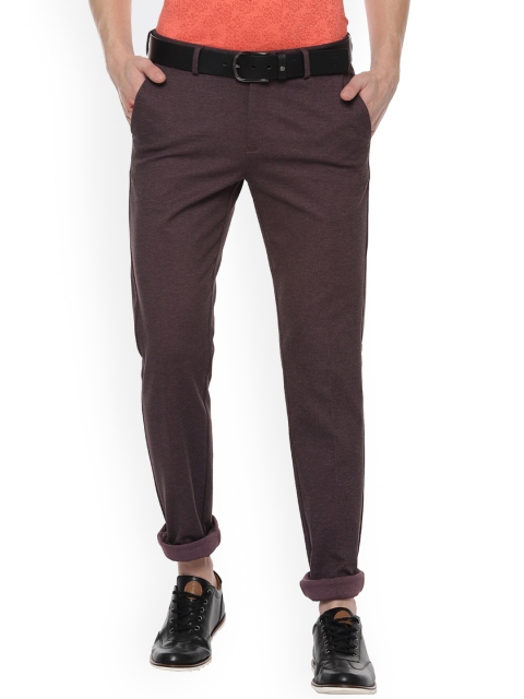 

Allen Solly Men Maroon Slim Fit Self Design Regular Trousers