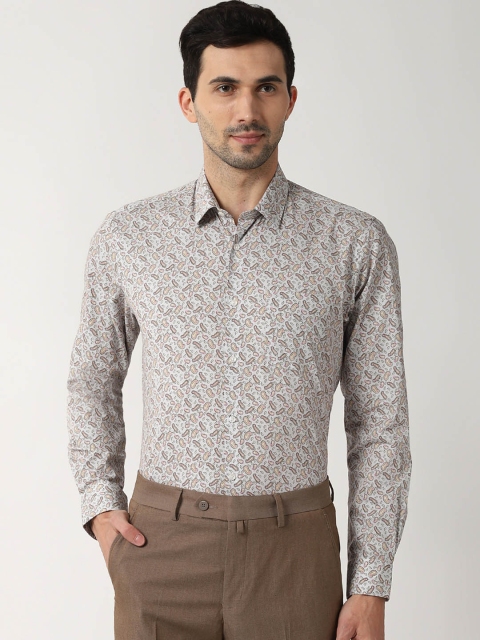 

Peter England Men White & Brown Regular Fit Printed Formal Shirt