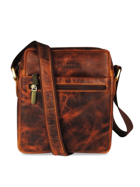 

CALFNERO Men Brown Solid Leather Messenger Bag