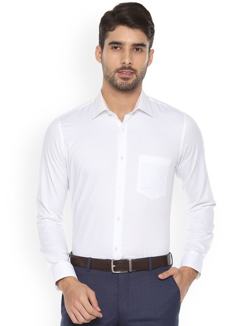 

Van Heusen Men White Tight Slim Fit Self Design Formal Shirt