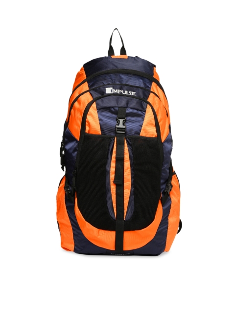 

Impulse Unisex Navy Blue & Orange Colourblocked Unisex Rucksacks