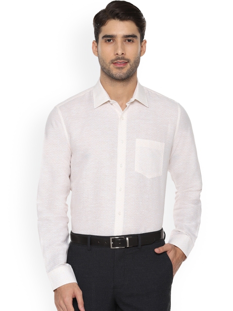 

Van Heusen Men Cream-Coloured Tight Slim Fit Printed Formal Shirt