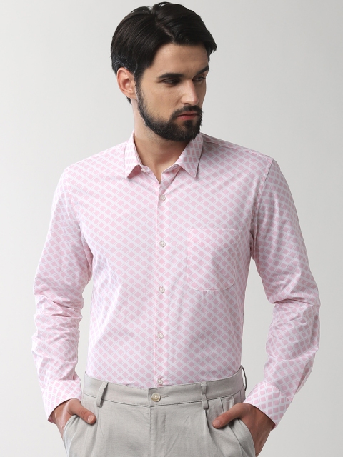 

Peter England Men Pink Tight Slim Fit Checked Formal Shirt