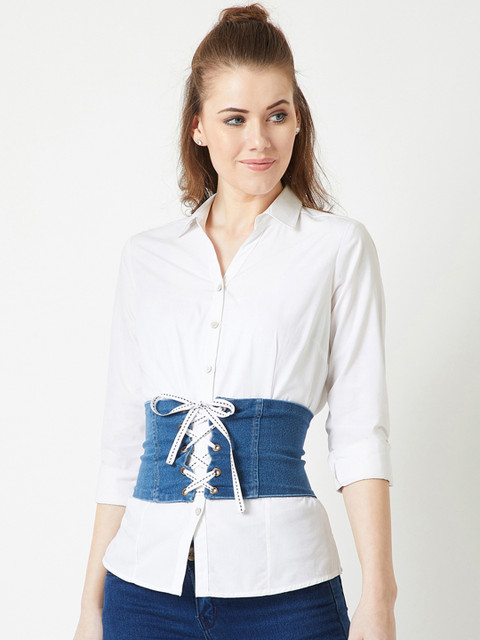 

Miss Chase Women Navy Blue Solid Denim Corset