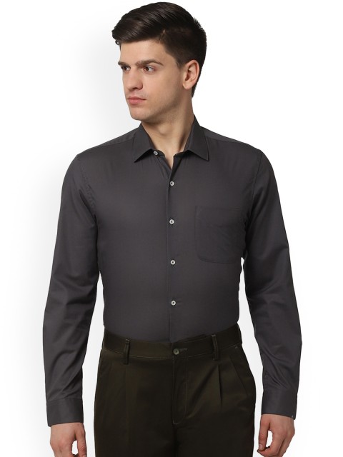 

Peter England Men Grey Tight Slim Fit Solid Formal Shirt