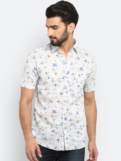 

Mufti Men White & Grey Regular Fit Printed Casual Shirt