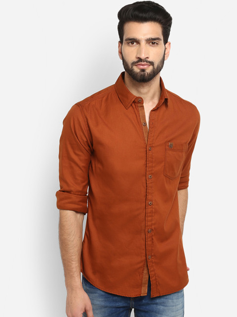 

Mufti Men Rust Regular Fit Solid Casual Shirt