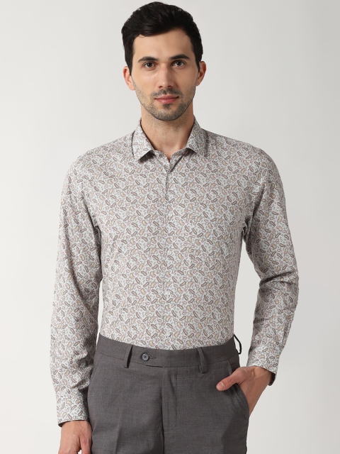 

Peter England Men Grey Tight Slim Fit Printed Formal Shirt