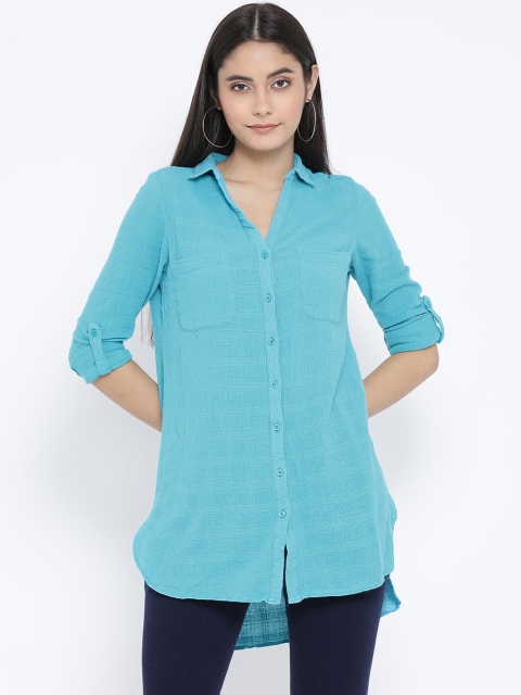 

Oxolloxo Women Blue Regular Fit Solid Casual Shirt