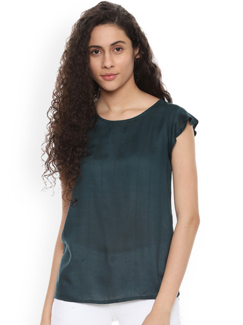 

People Women Green Self Design Top