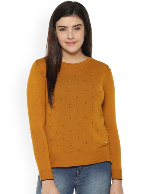 

Van Heusen Women Mustard Yellow Self Design Top