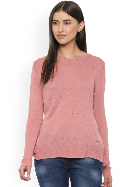 

Van Heusen Woman Peach-Coloured Self Design Top