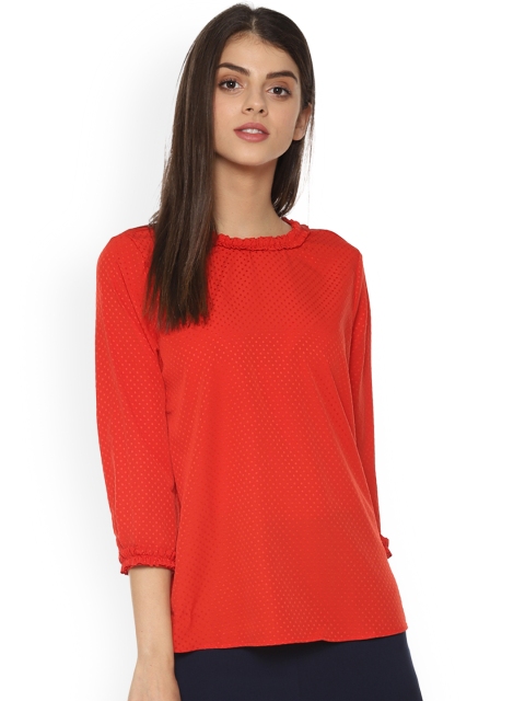 

Van Heusen Woman Red Self Design Top