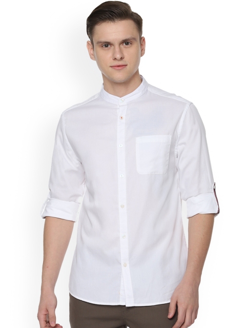 

People Men White Regular Fit Self Design Casual Shirt