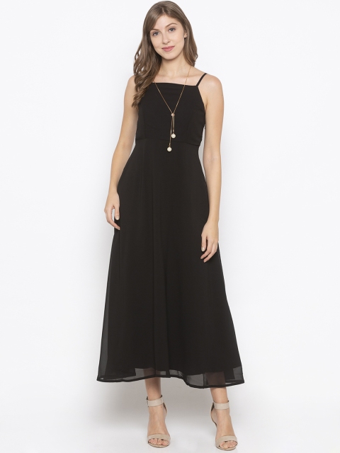 

Iti Women Black Solid Fit and Flare Dress