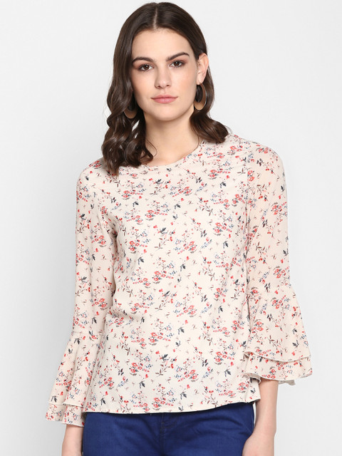 

Lady Stark Women Beige Floral Printed A-Line Top