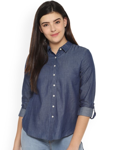 

Van Heusen Woman Women Blue Regular Fit Solid Casual Shirt