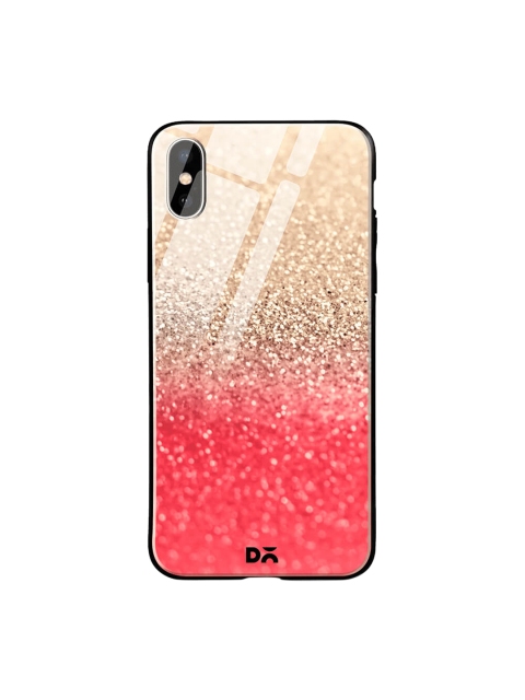 

DailyObjects Coral Red & Gold-Toned iPhone X Glass Case Cover