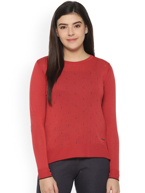 

Van Heusen Woman Red Self Design Top