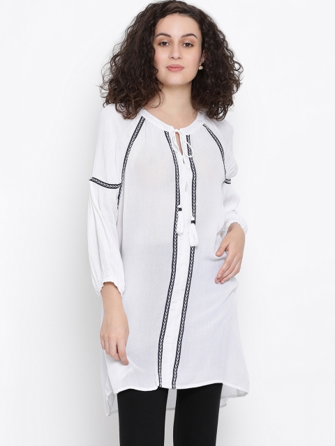 

Serene White & Black Solid Tunic