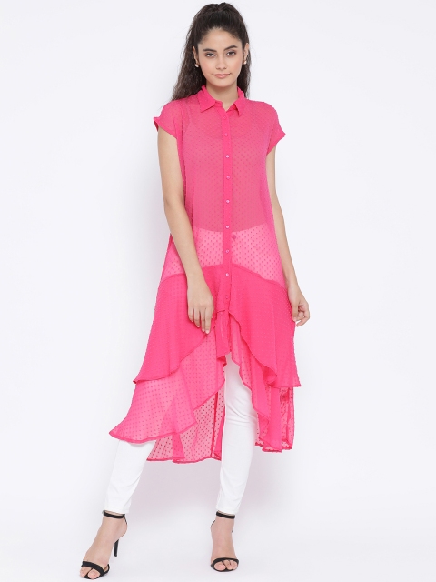 

Oxolloxo Women Pink Solid Open Front Shrug