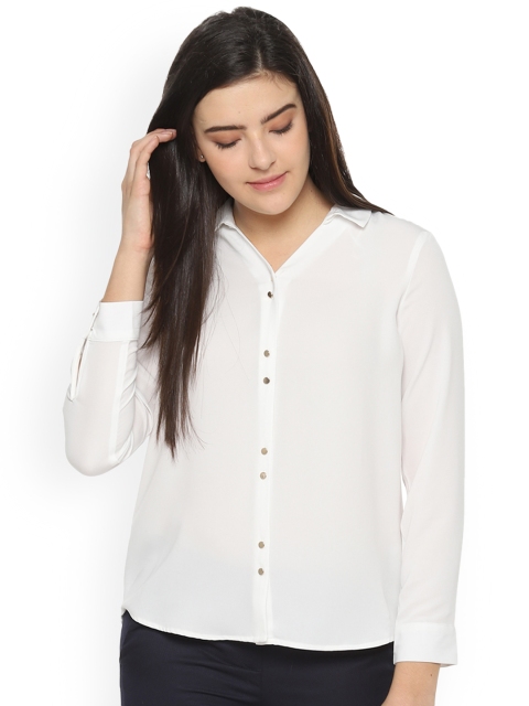 

Van Heusen Woman Women White Regular Fit Solid Casual Shirt