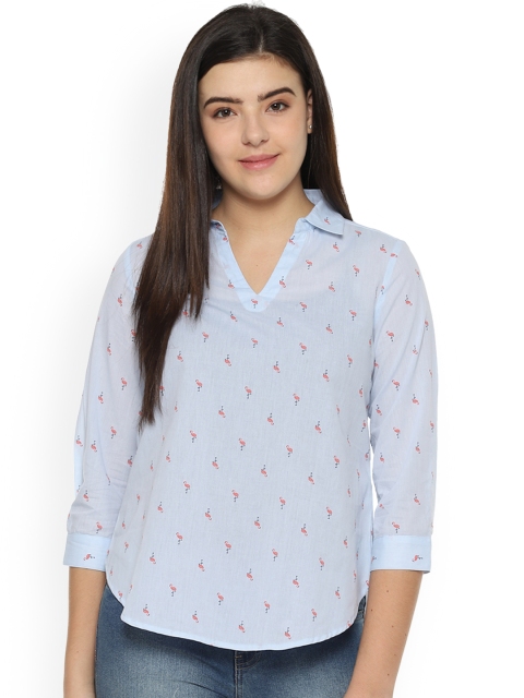 

Van Heusen Women Blue Printed Shirt Style Top