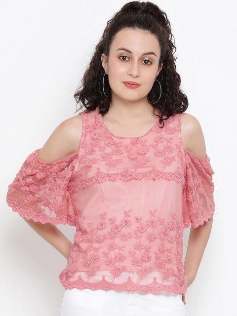 

Oxolloxo Women Pink Self Design Top