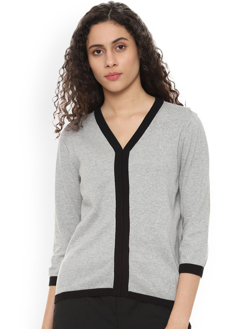 

Van Heusen Woman Women Grey Colourblocked Pure Cotton Top