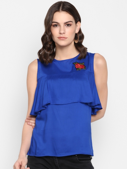 

Lady Stark Women Blue Solid Tiered Top