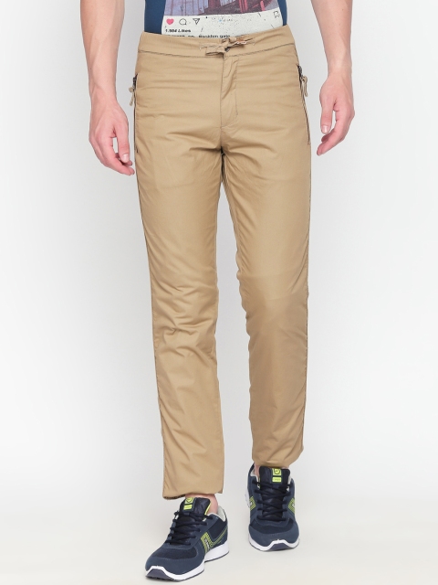 

beevee Men Khaki Solid Straight-Fit Track Pants