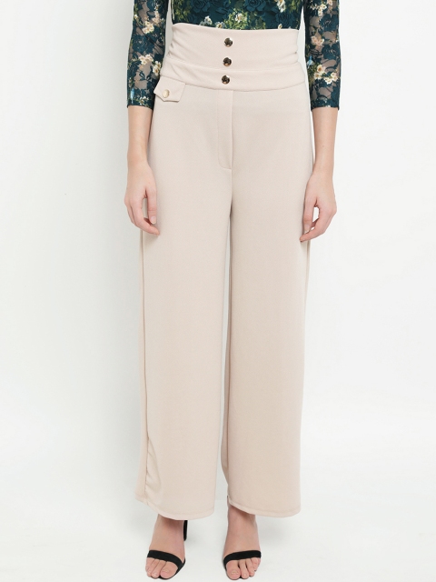 

Kazo Women Beige Regular Fit Solid Parallel Trousers