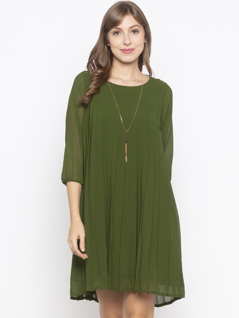 

Iti Women Olive Green A-Line Dress