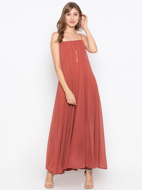 

Iti Women Coral Pink Maxi Dress