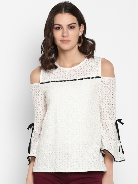 

Lady Stark Women White Self Design A-Line Top