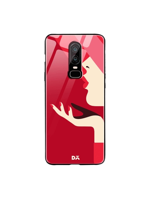 

DailyObjects Red OnePlus 6 Printed Glass Case Cover