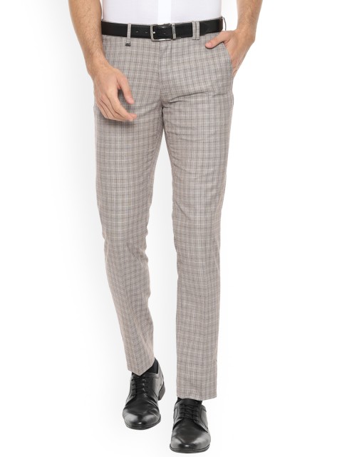 

Van Heusen Men Grey Ultra Skinny Fit Checked Formal Trousers