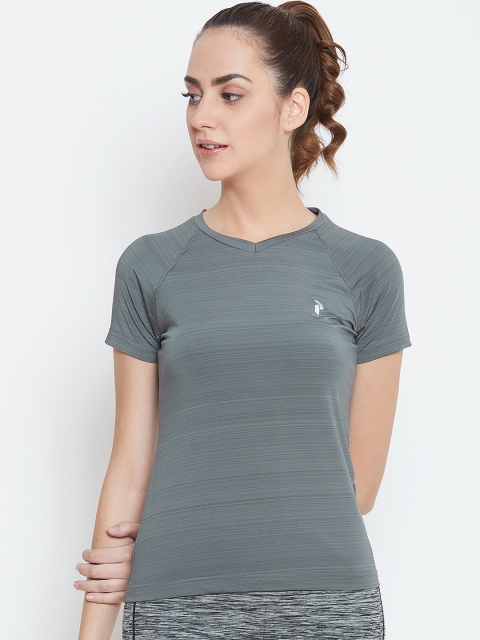 

PERFKT-U Women Grey Solid V-Neck T-shirt