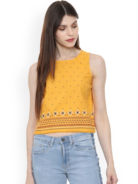 

People Women Yellow Printed Top