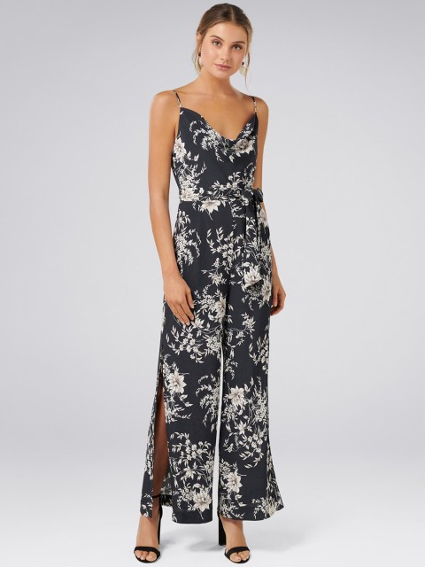 

Forever New Women Black & Off-White Printed Basic Jumpsuit