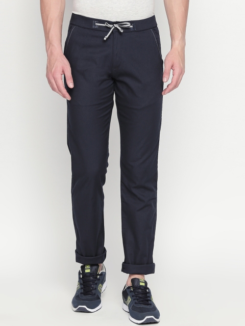 

beevee Men Navy Blue Solid Track Pants
