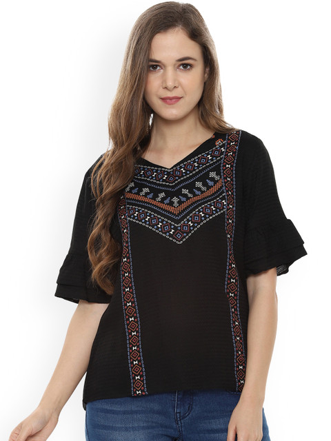 

People Women Black Solid Top