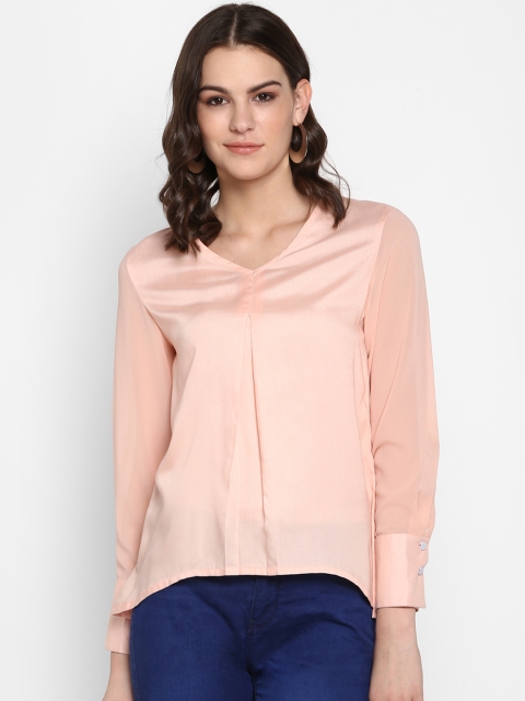 

Lady Stark Women Peach-Coloured Solid High-Low Top