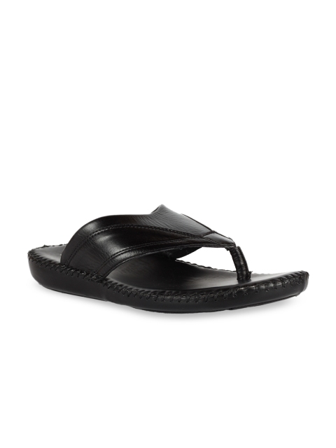 

Franco Leone Men Black Leather Comfort Sandals